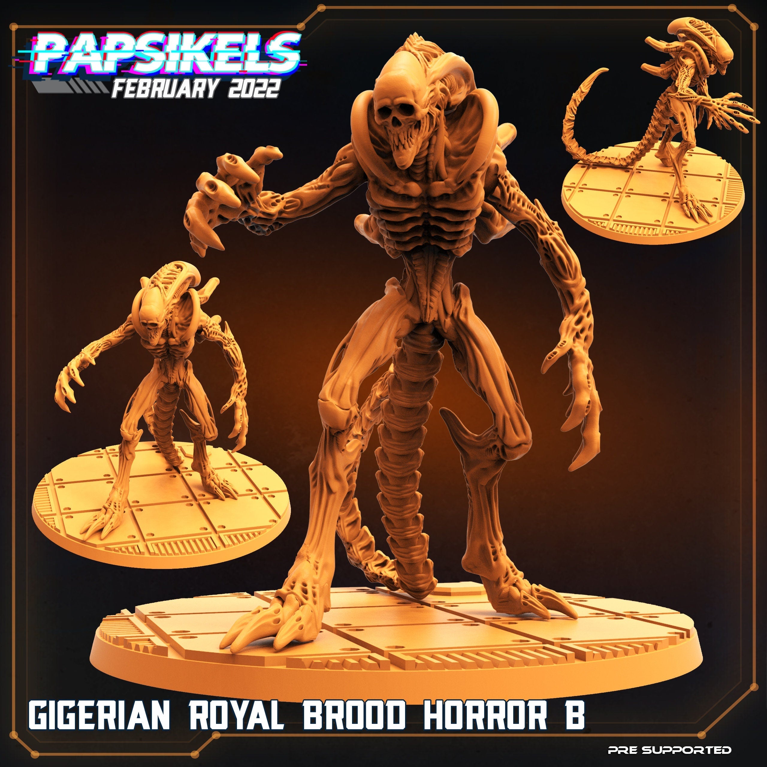 Xenomorph Royal Brood Horrors: 32mm Gigerian Miniature for Alien-Inspired RPG and Tabletop Gaming