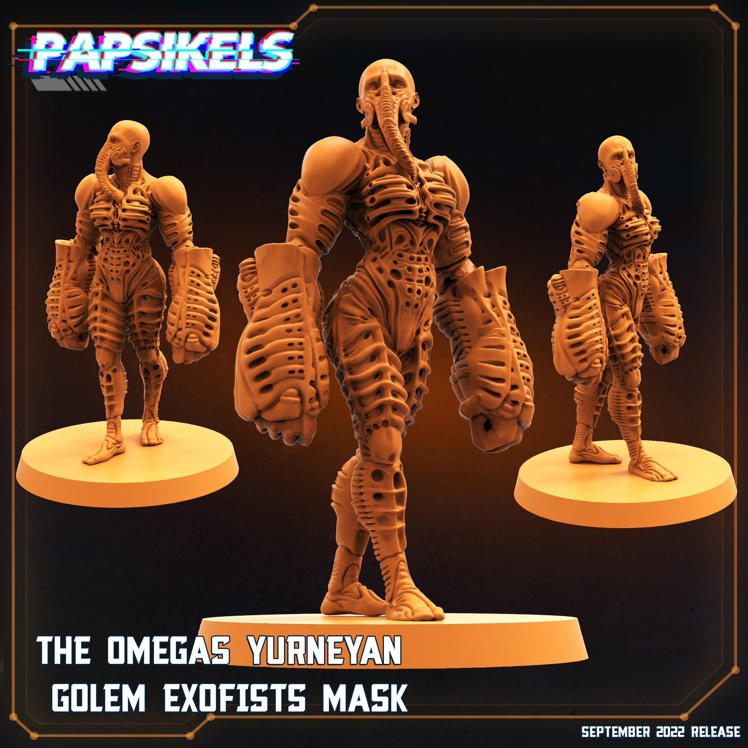 Yurneyan Golem Exofists Mask: Omegas Resin Miniature for Tabletop RPG - 32mm Scale