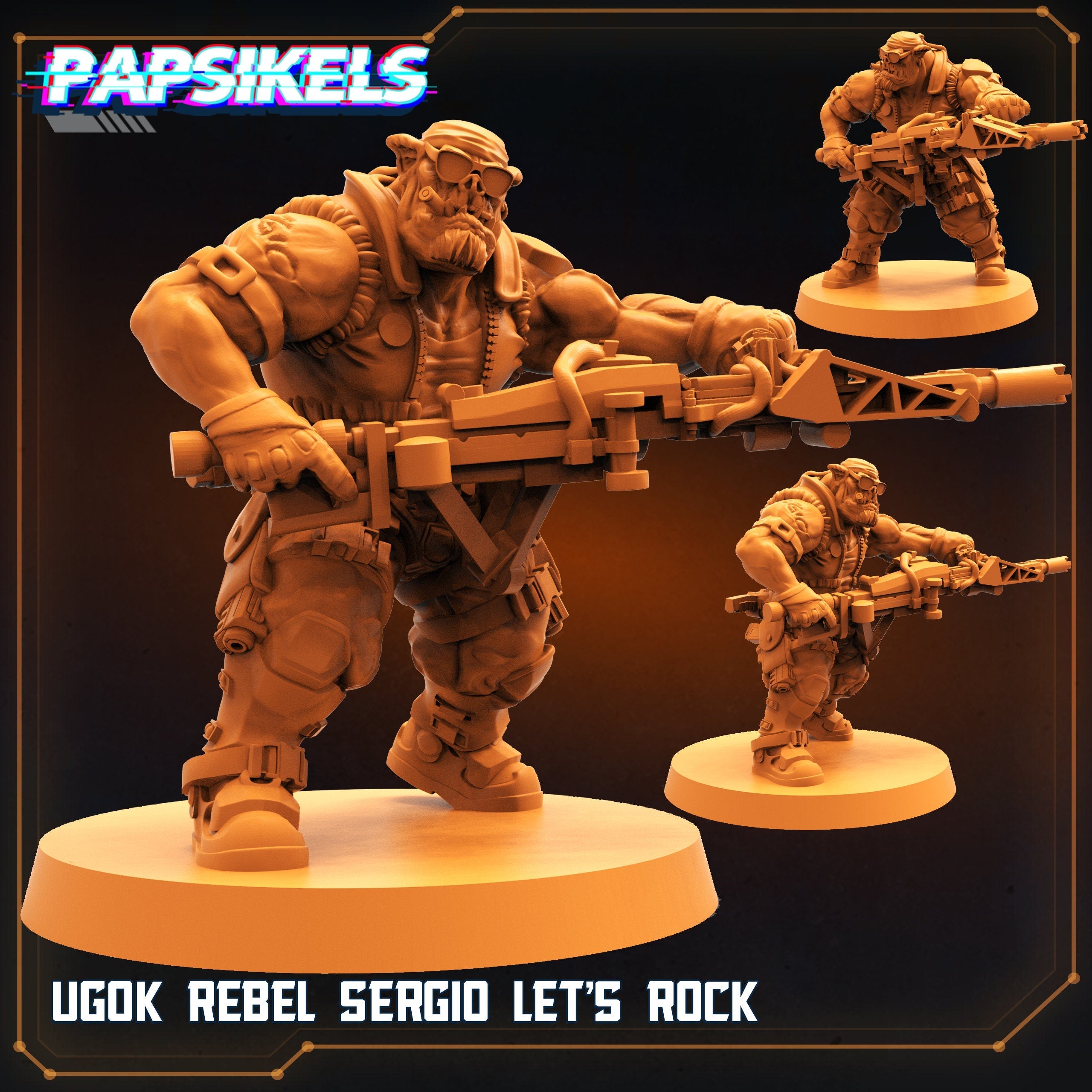 Ugok Rebel Sergio Miniature: 32mm Cyberpunk Sculpt for Wargaming, RPG, and TTRPG by Papsikels