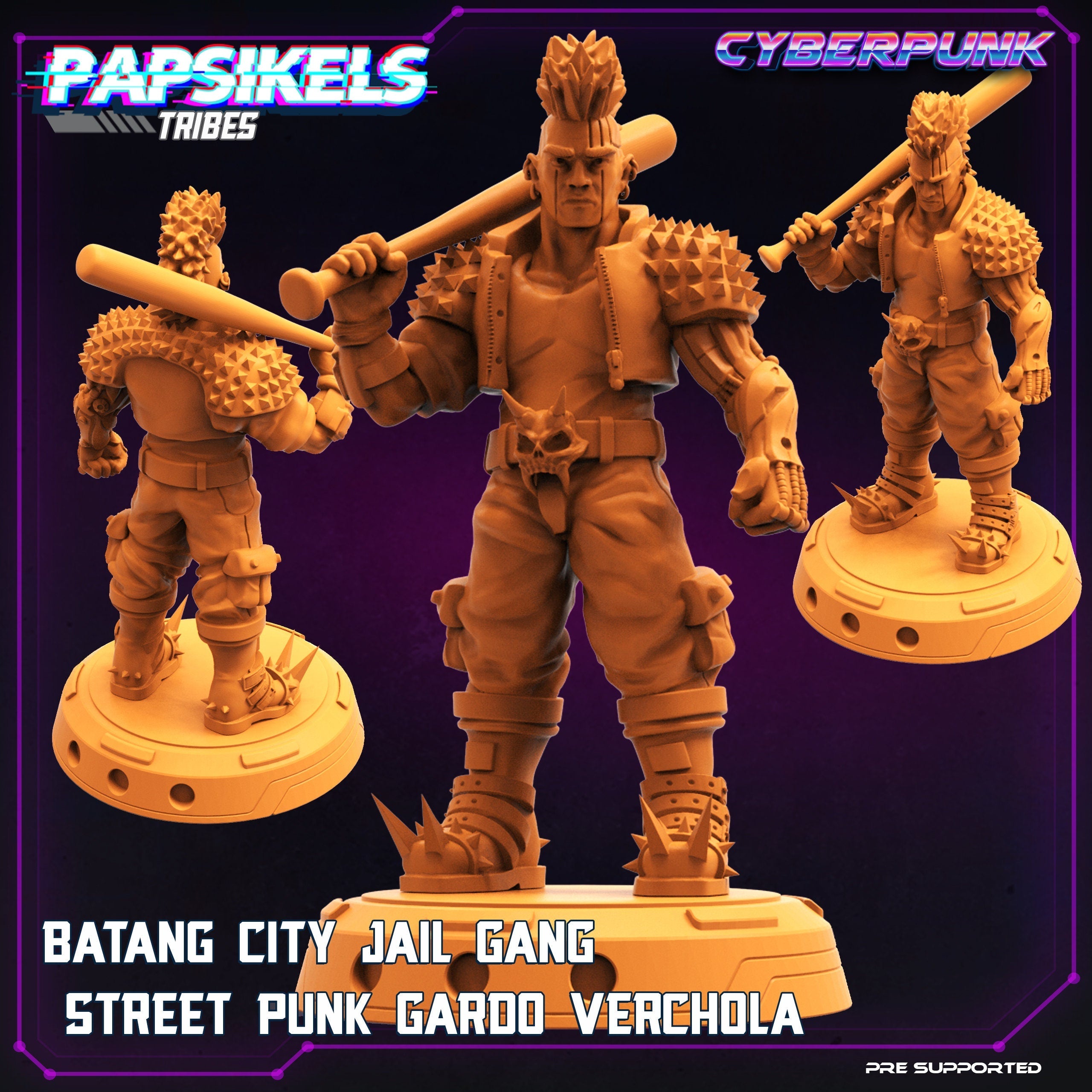Cyberpunk Batang City Jail Gang 32mm Miniature - Gardo Verchola Street Punk for RPG and Tabletop Gaming