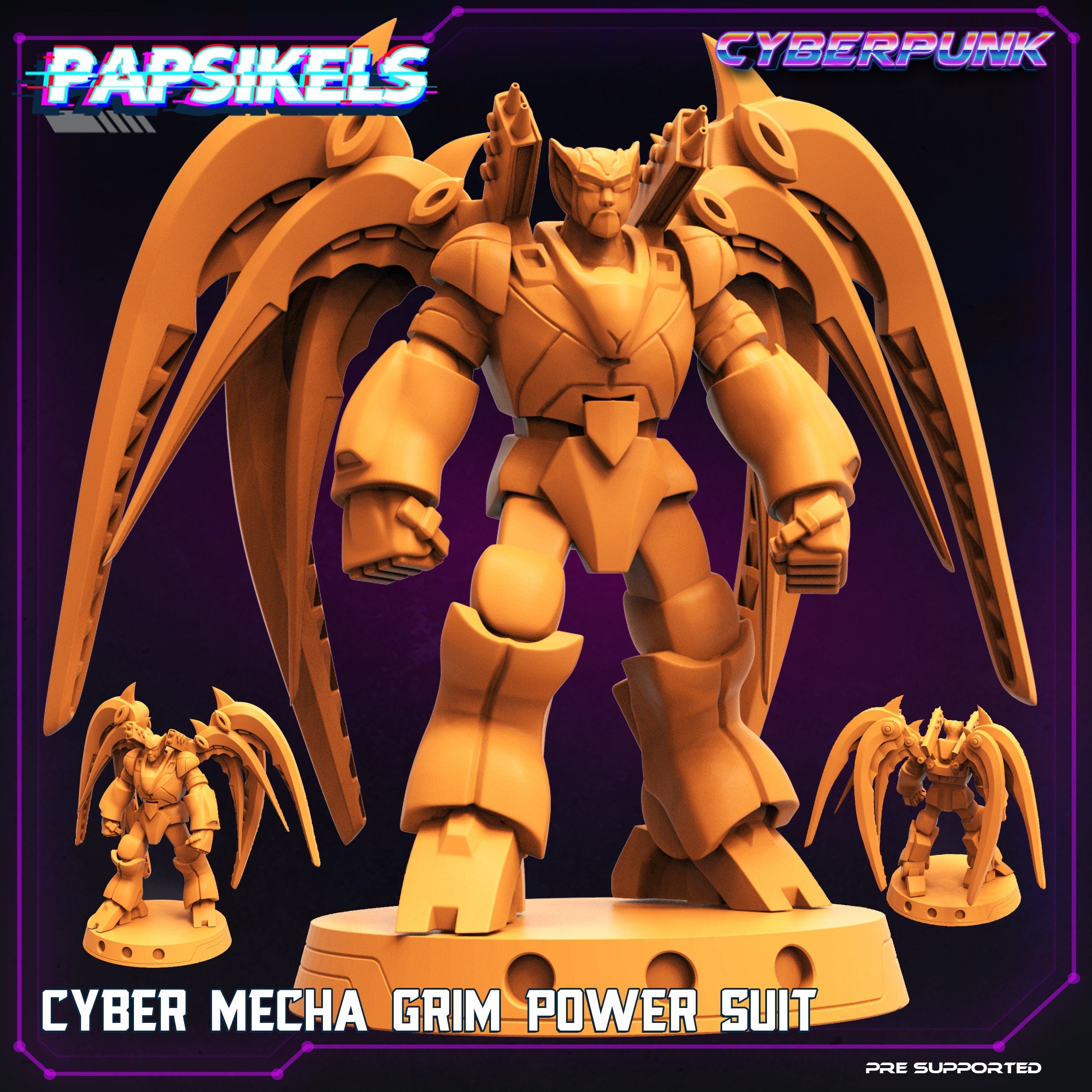 Cyberpunk Mecha Grim Power Suit 32mm Miniature - Papsikels RPG Figurine for Tabletop Gaming