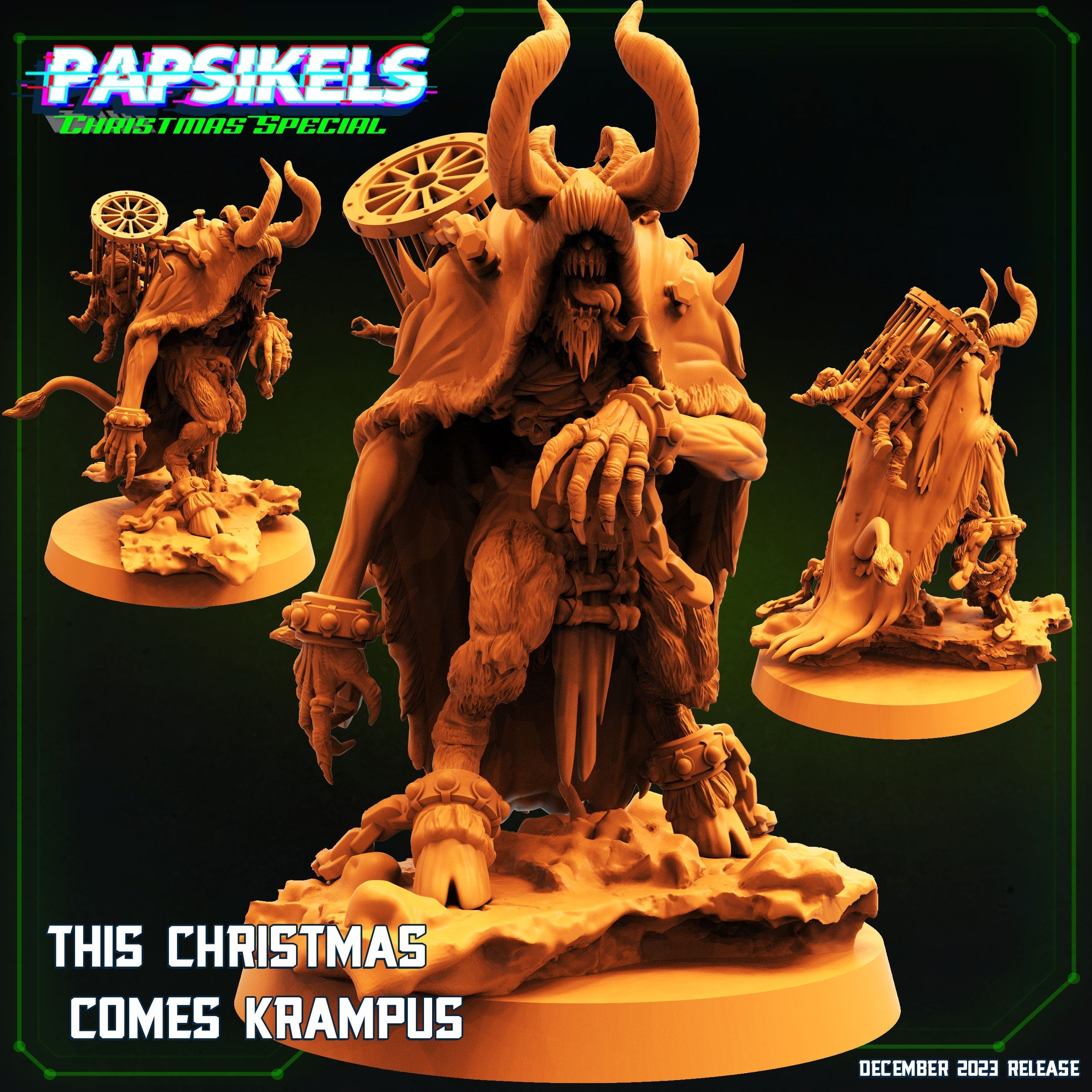 Krampus Miniature Sculpture for Christmas - 32mm Wargaming, RPG, TTRPG, Cyberpunk, Anime Themed