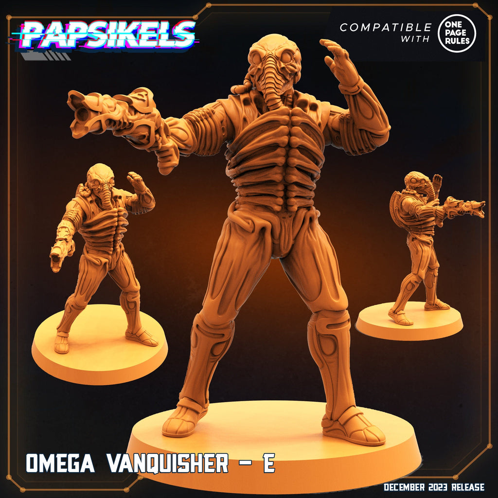 Omega Vanquishers: 32mm Resin Miniatures for Tabletop RPG - Alien vs Human Sci-Fi Figurines by Papsikels
