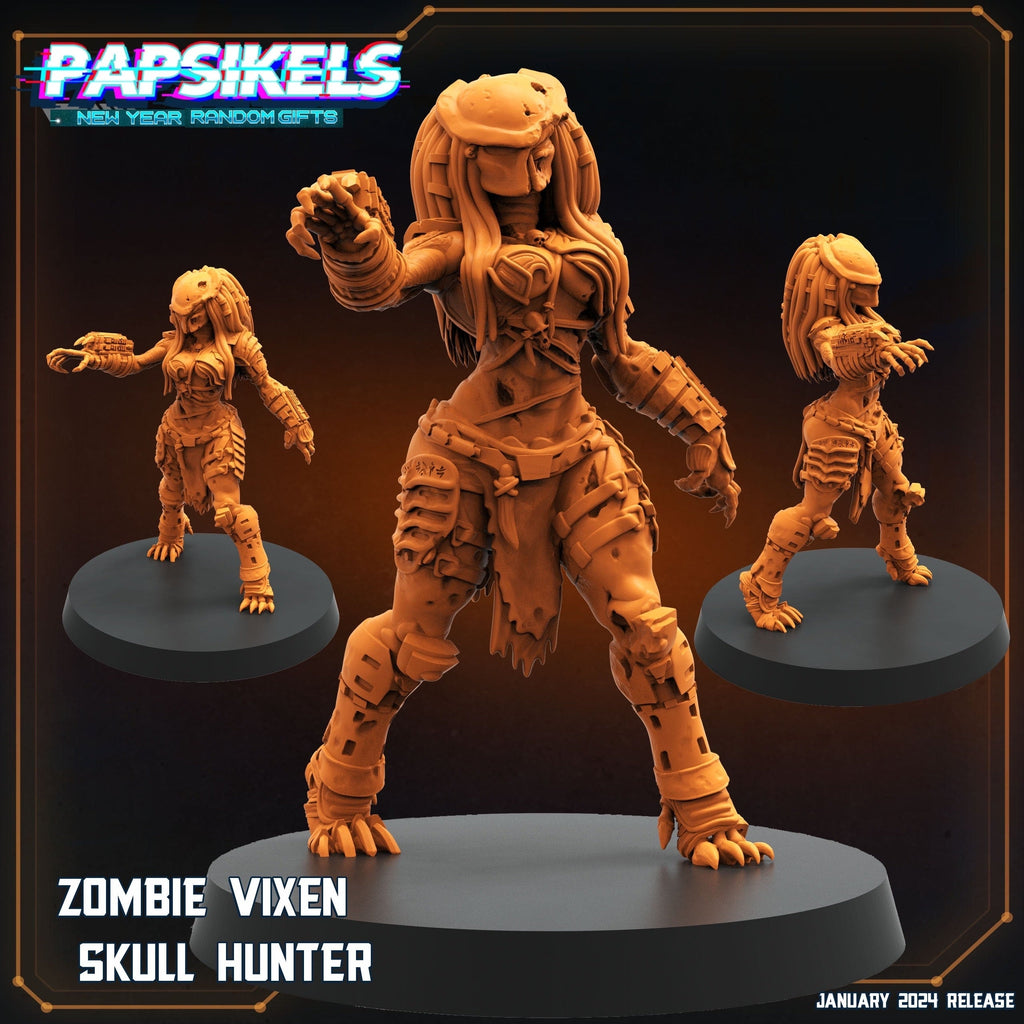 Zombie Vixen Skull Hunter Resin Miniature | 32mm Fantasy Tabletop RPG Figure | Papsikels 12 Days of January