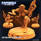 Aethelari Huntresses: 32mm Papsikels Alien Miniature for Xenowars RPG & Tabletop Gaming