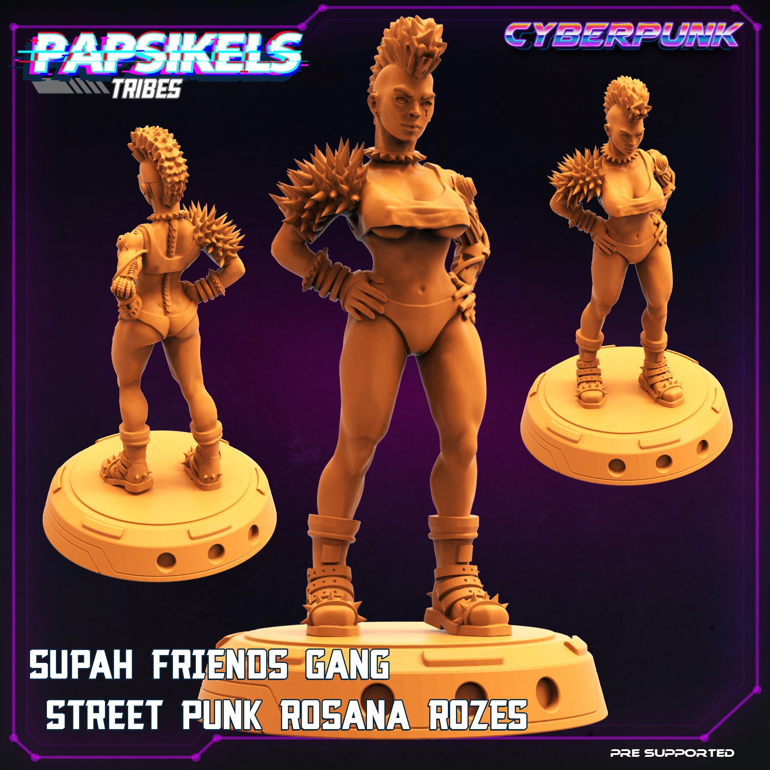 Supah Friends Gang Street Punk Rosana Rozes - 32mm Resin Fantasy Tabletop Miniature by Papsikels
