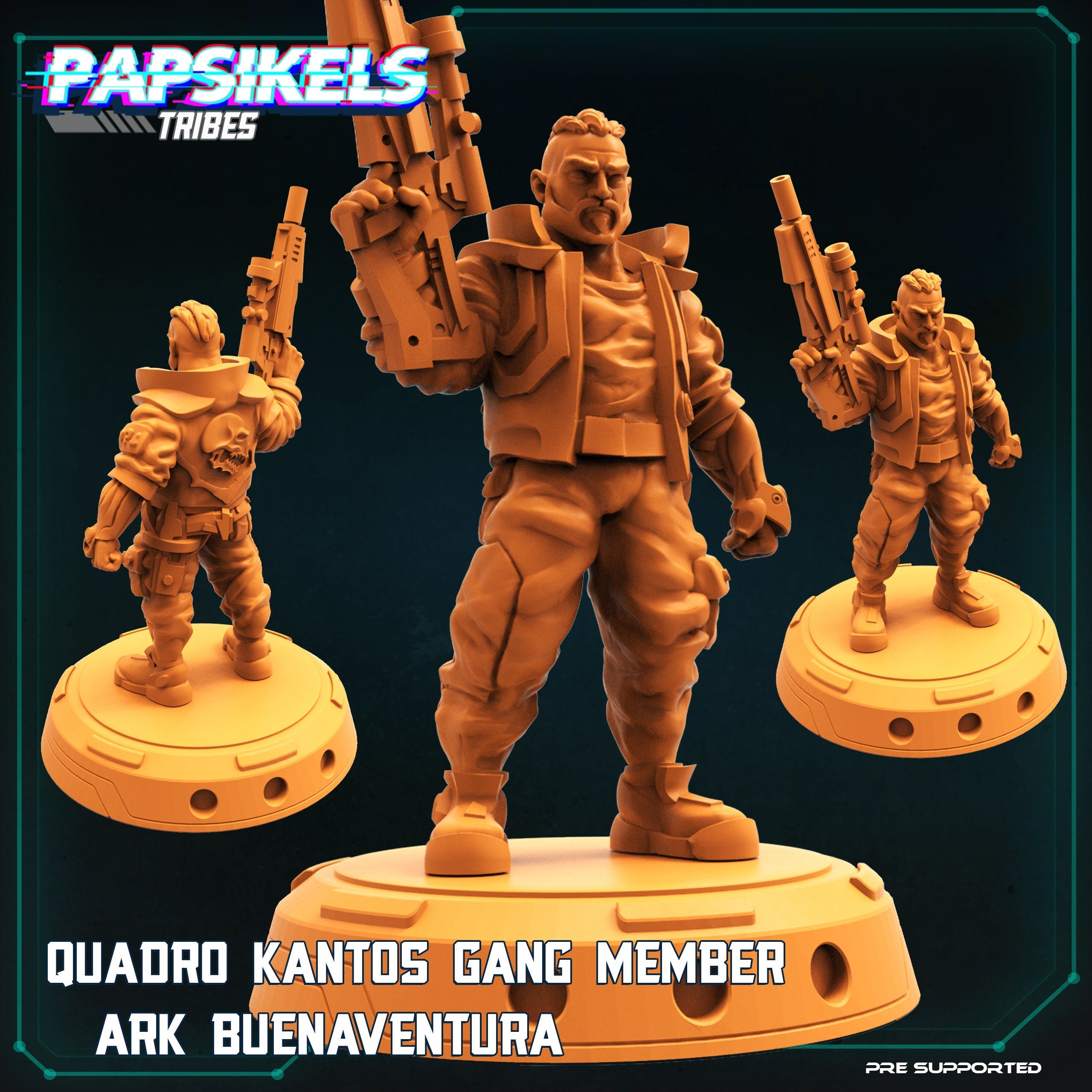 Quadro Kantos Gang: 32mm Resin Fantasy Miniature - Predator-Inspired Tabletop RPG Figurine