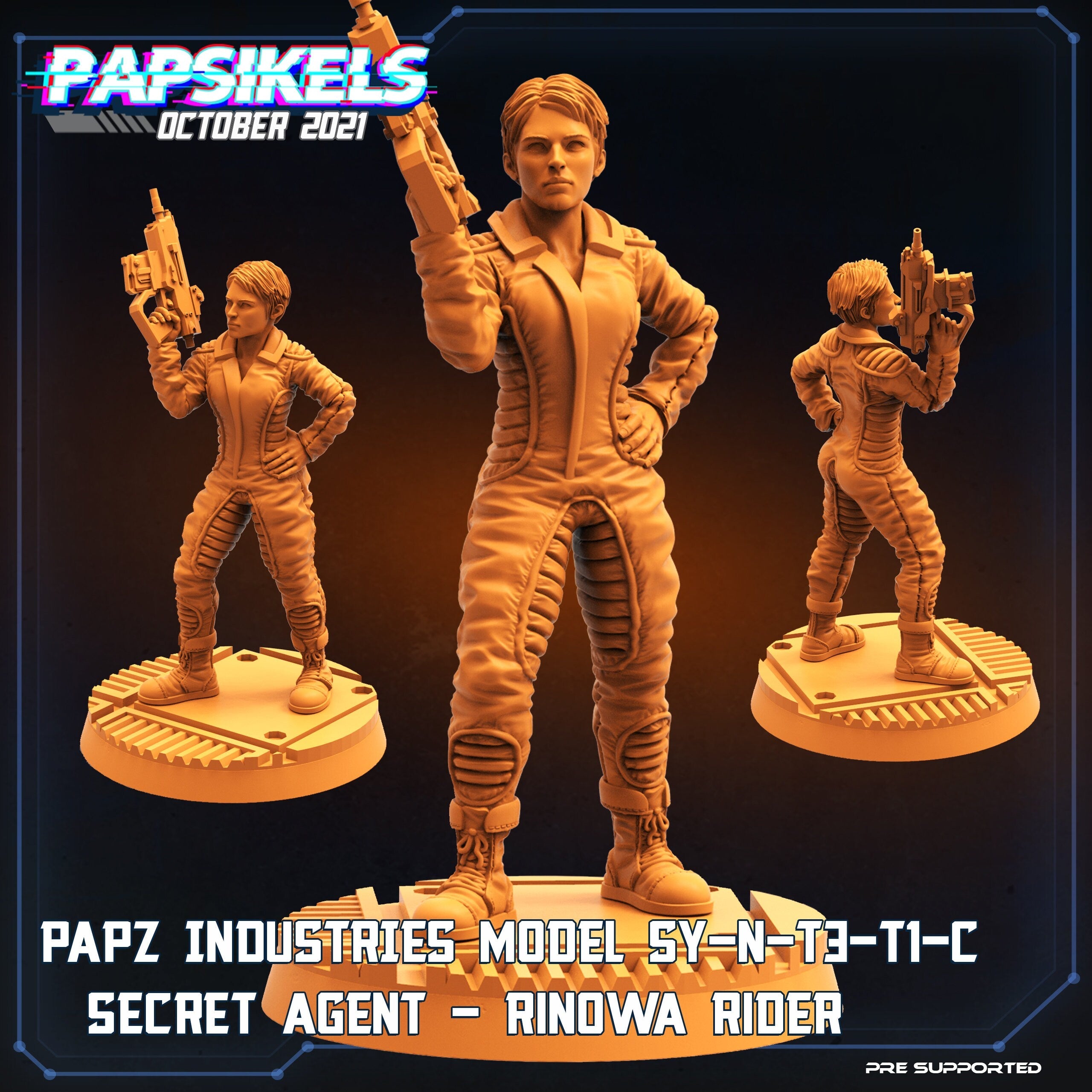 Aliens Vs Humans, Papz Industries Model SY-N-T3-TI-C Secret Agent - Rinowa Rider , Papsikels, 32mm Mini