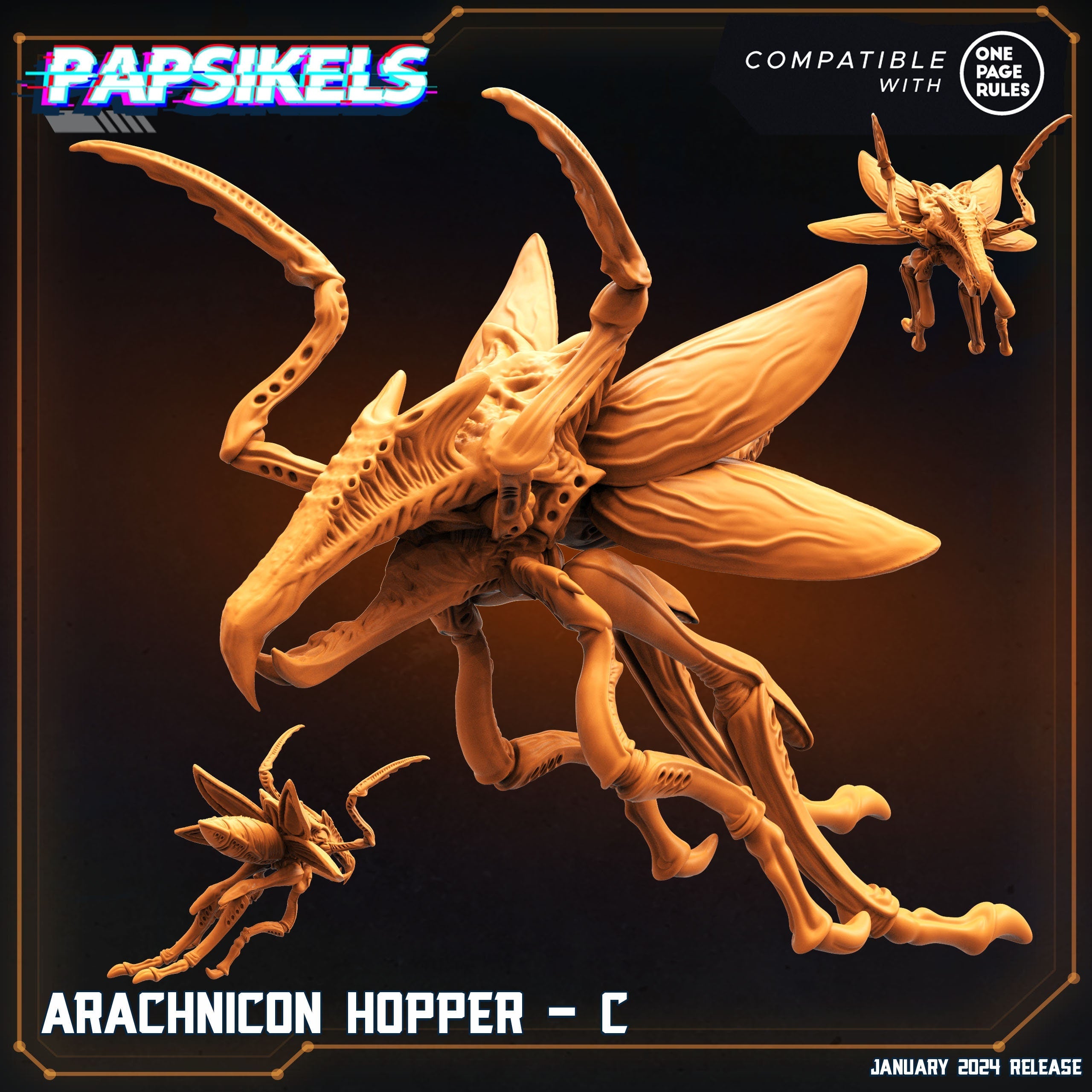 Arachnicon Hoppers Miniatures: 32mm Dropship Trooper Insect Alien for RPG & Tabletop Gaming