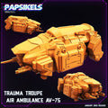 Cyberpunk Trauma Troupe AV-75 Air Ambulance Miniature - 32mm Scale RPG Figurine for Tabletop Gaming
