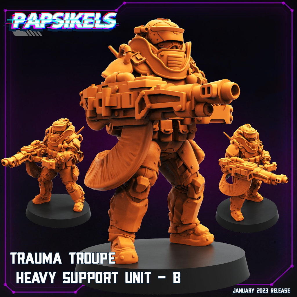Cyberpunk Trauma Troupe Heavy Support Units 32mm Miniature - Anime-inspired RPG Figurine by Papsikels