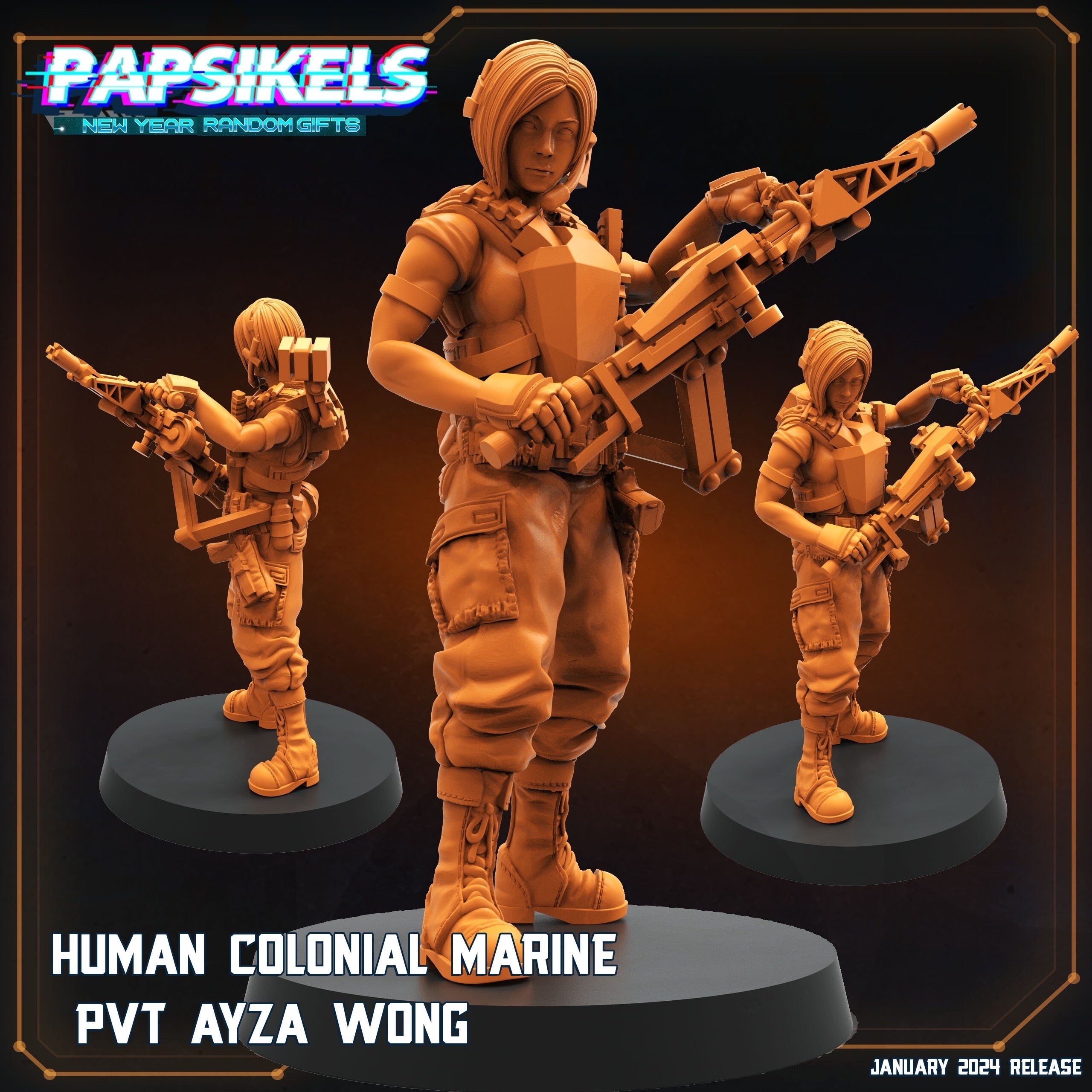 Human Colonial Marine Pvt Ayza Wong / Ada Wong  - Resident Evil  | 12 Days of January | Papsikels, Resin - Tabletop  Miniature - 32mm