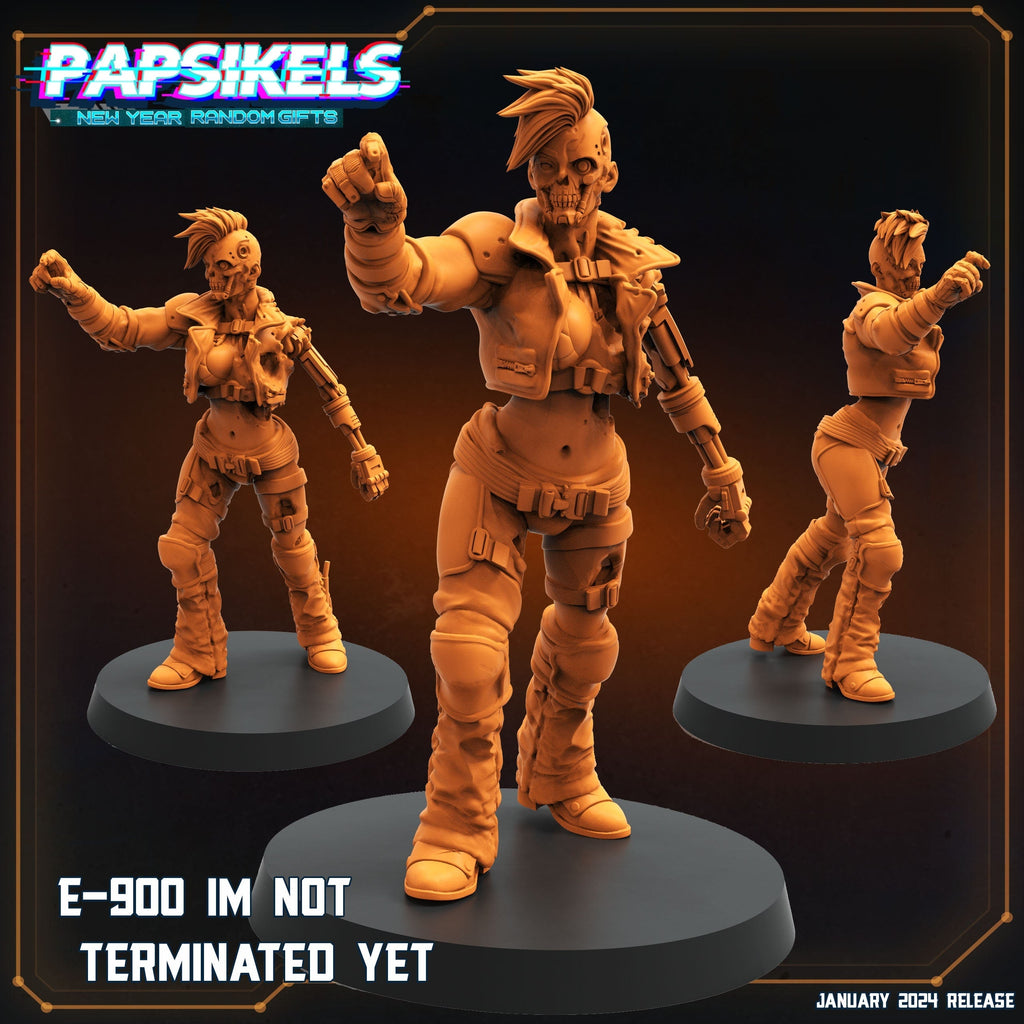 Female E-900 Terminator Miniature | 32mm Resin Figure for Tabletop RPG | Sci-Fi Alien Hunter
