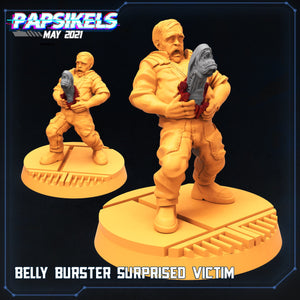 Aliens Vs Humans, Alien Belly Burster Surprised Victim, Papsikels, 32mm Mini