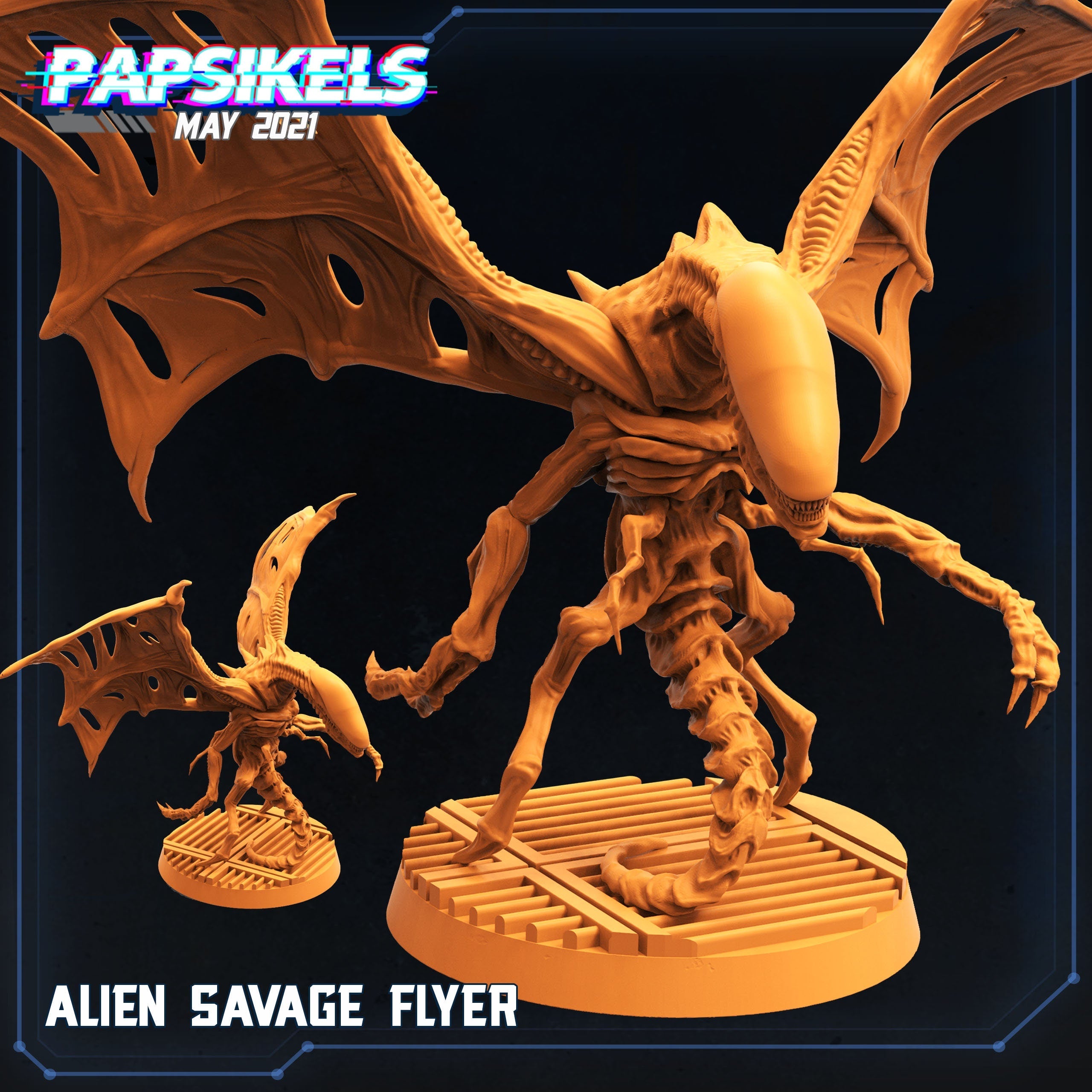 Aliens Vs Humans, Alien Flying Savage - Papsikels, 32mm Mini