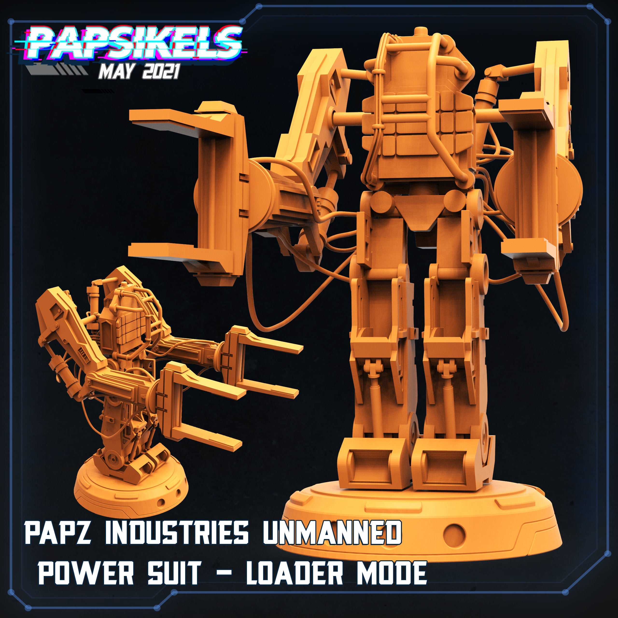 Aliens Vs Humans - Papz Industries Unmanned Power Suit - Loader Mode, Powerloader - Papsikels, Resin Miniature 32mm