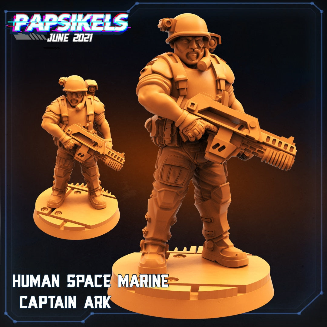 Aliens Vs Humans, Human Space Crew Marine Captain Ark, Papsikels, 32mm Mini