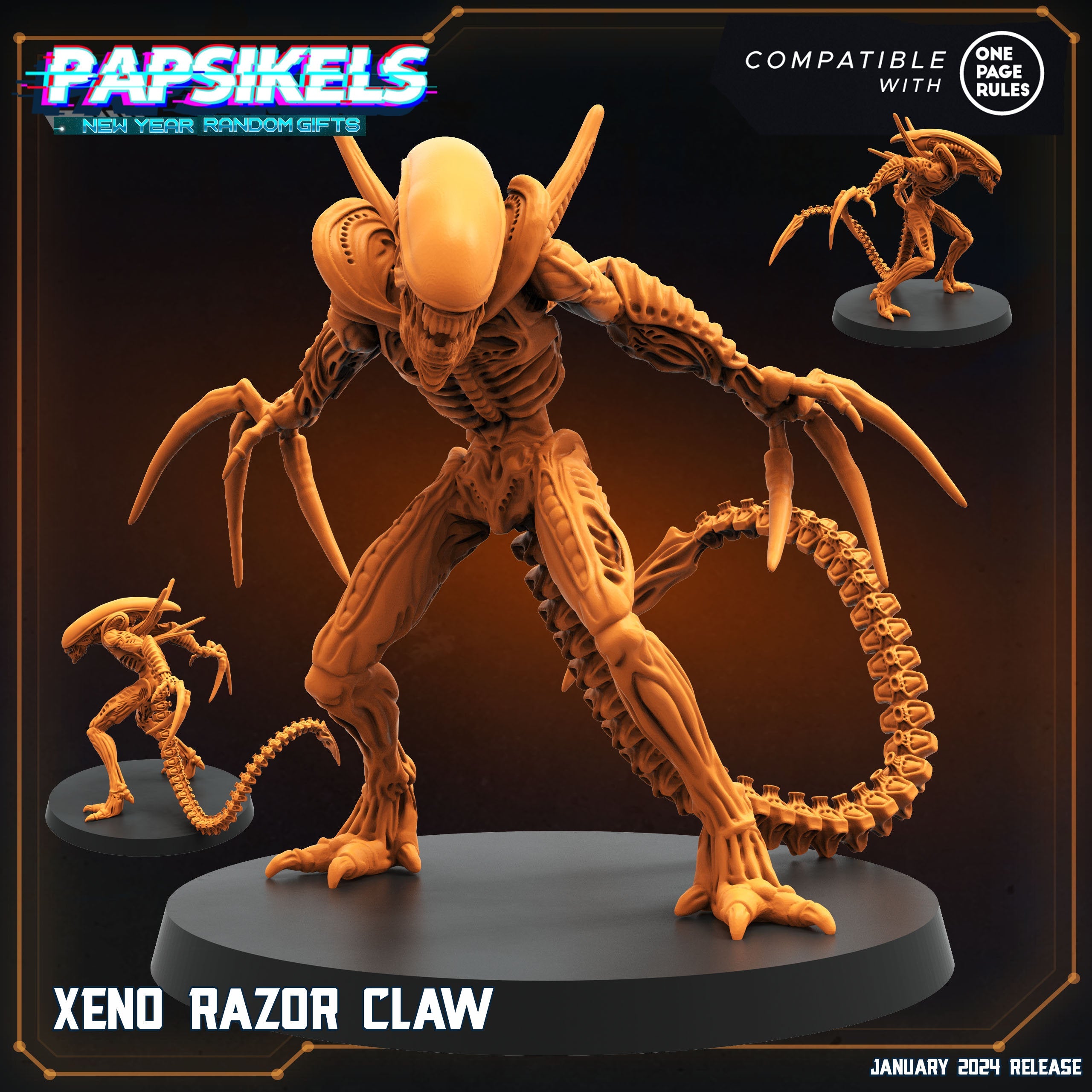 Xeno Razor Claw Resin Miniature: 32mm Fantasy Tabletop RPG Figure - 12 Days of January by Papsikels