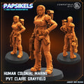 Human Colonial Marine Pvt Claire Grayfield - Resident Evil  | 12 Days of January | Papsikels, Resin Miniature - Tabletop  Miniature - 32mm