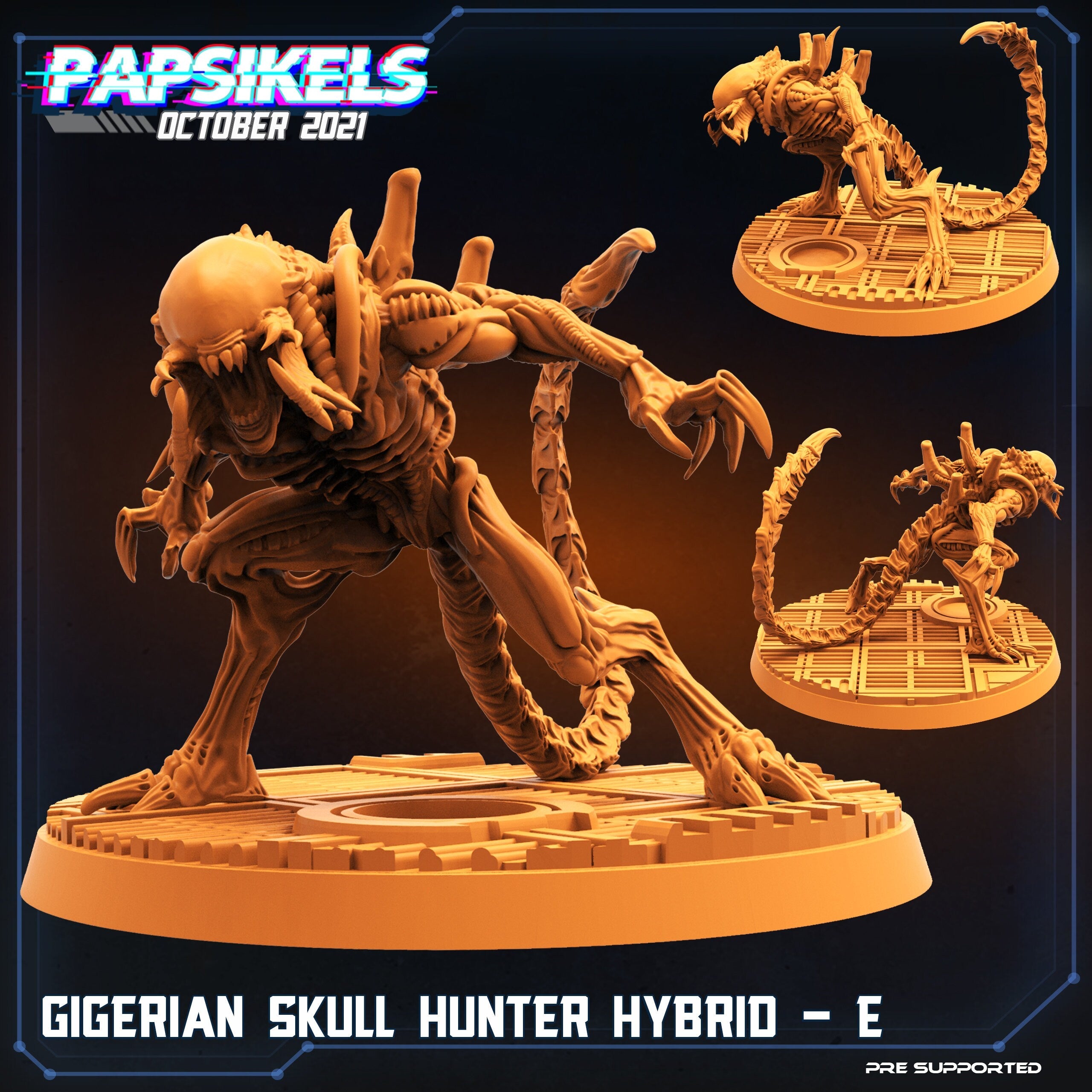 Aliens Vs Humans, Gigerian  Skull Hunter Hybrids, Papsikels, 32mm Mini