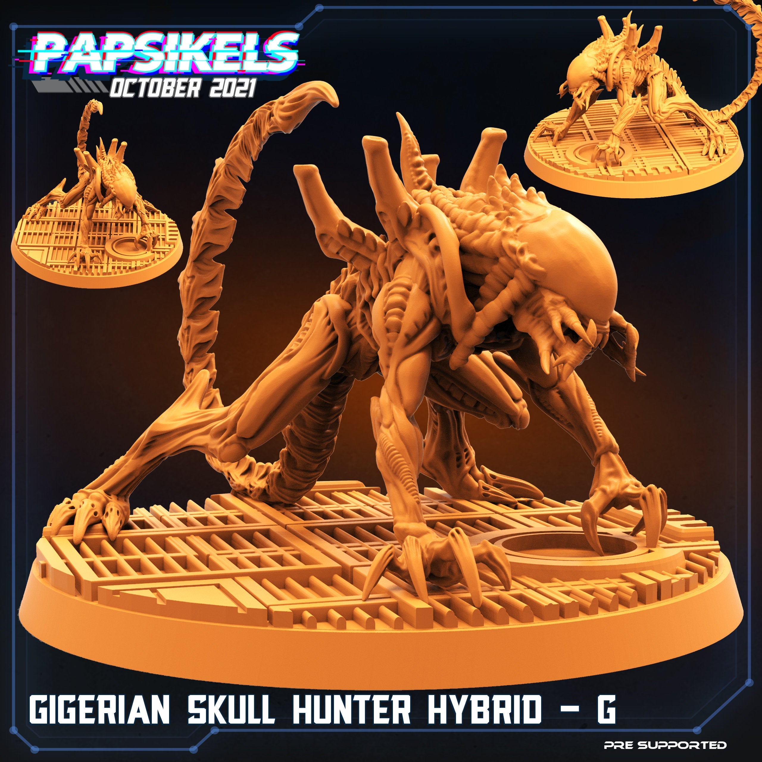 Aliens Vs Humans, Gigerian  Skull Hunter Hybrids, Papsikels, 32mm Mini