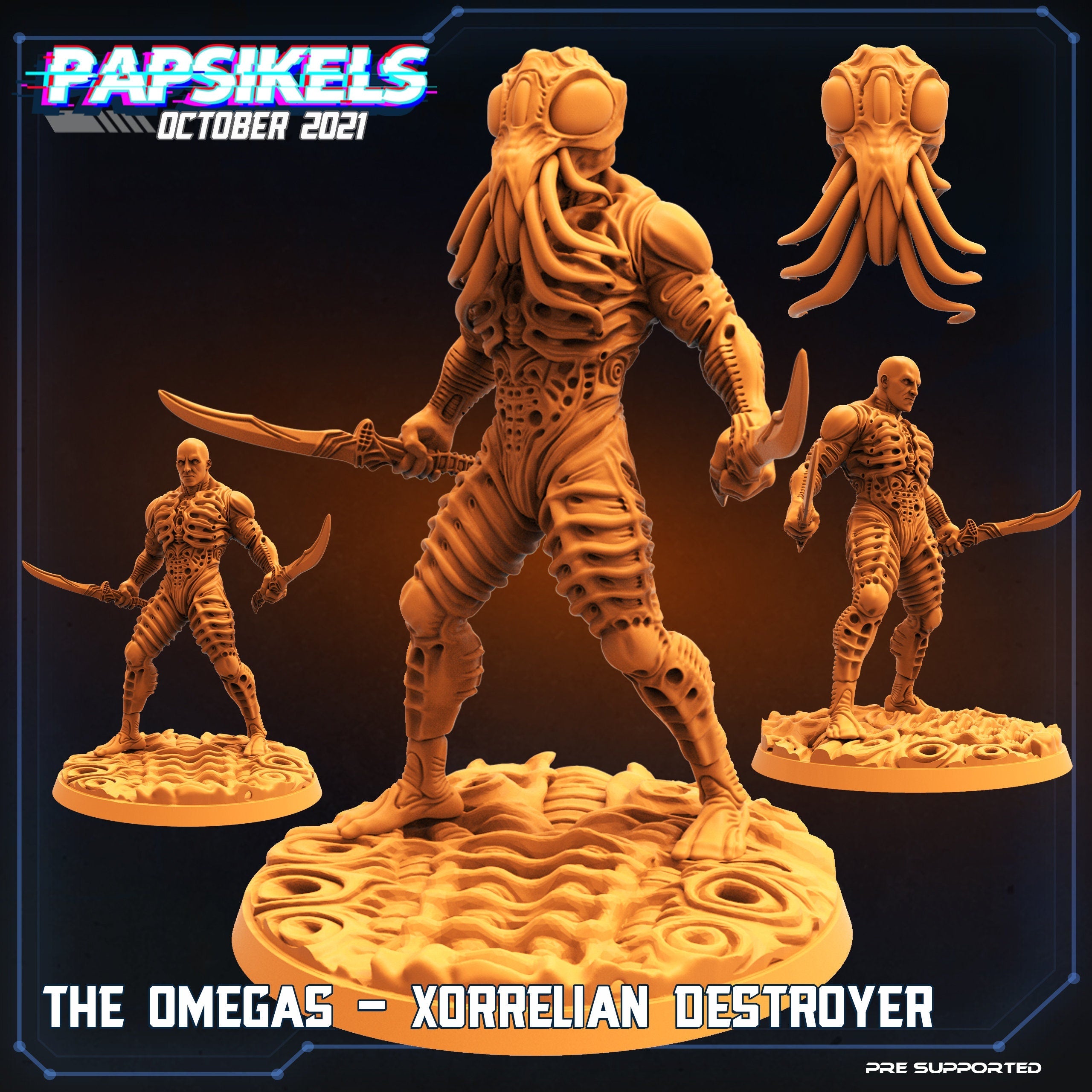 The Omegas, Omega Xorrelian Destroyers, Papsikels , Resin Miniature - Tabletop miniature - 32mm