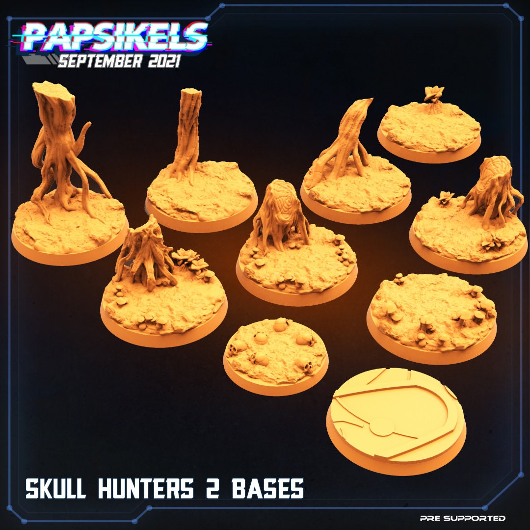 Skull Hunters 2 Bases, Papsikels, 25mm, 32mm, 40mm