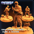 Human Colonial Anti Hunter Colonel Al Weathers | Skull Hunters | PAPSIKELS | 3D Printed Miniature |  32mm Miniatures