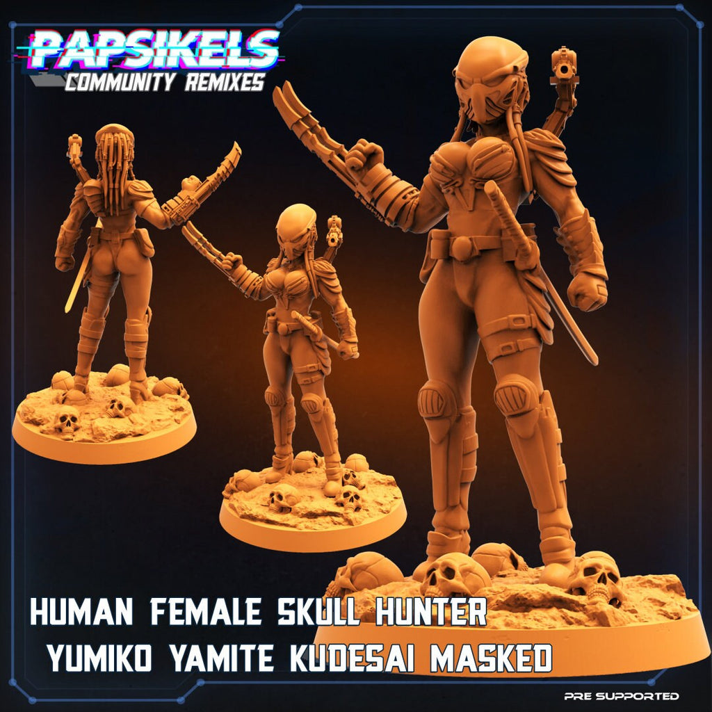 Skull Hunters - Human Femal Skull Hunter Yumiko Yamite Kudesai - Papsikels, Resin - Tabletop miniature - 32mm