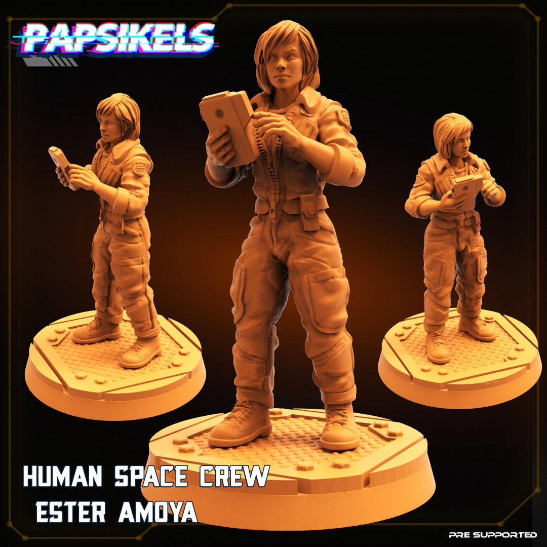Human Space Crew Ester Amoya, Papsikels, 28mm or 32mm Mini