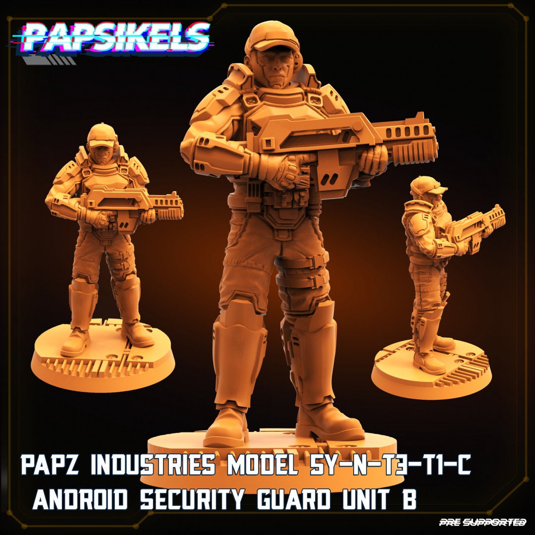 Papz Industries Model SY-N-T3-TI-C Android Security Guards, Papsikels, 28mm or 32mm Mini
