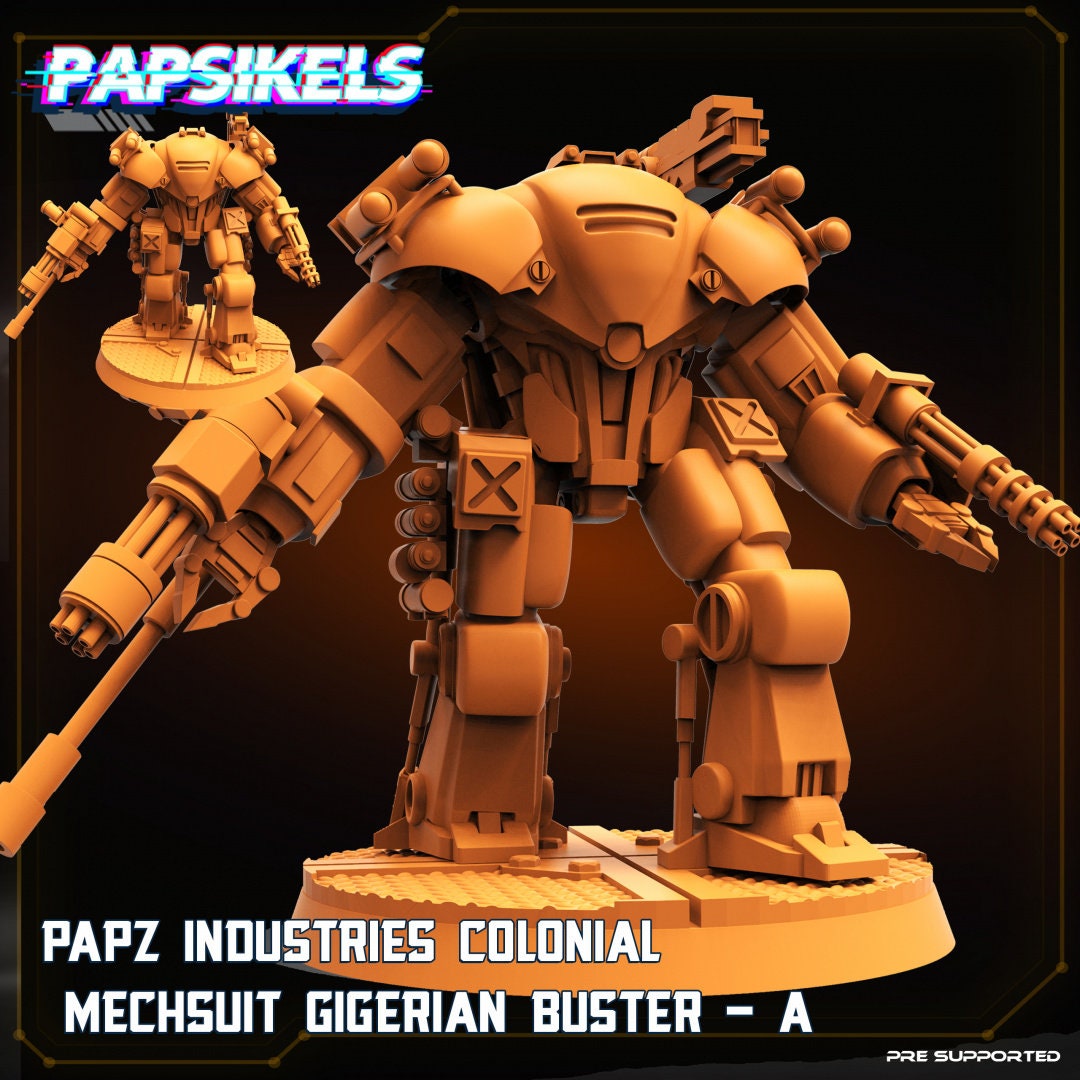 Papz Industries Colonial Mechsuit Gigerian Buster A - Powerloader, miniature sculpted by Papsikels. Mini wargaming/ Wargames/ TTRPG