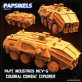 Papz Industries MCV-5 Colonial Combat Explorer, miniature sculpted by Papsikels. Mini wargaming/ Wargames/ TTRPG/ Cyberpunk