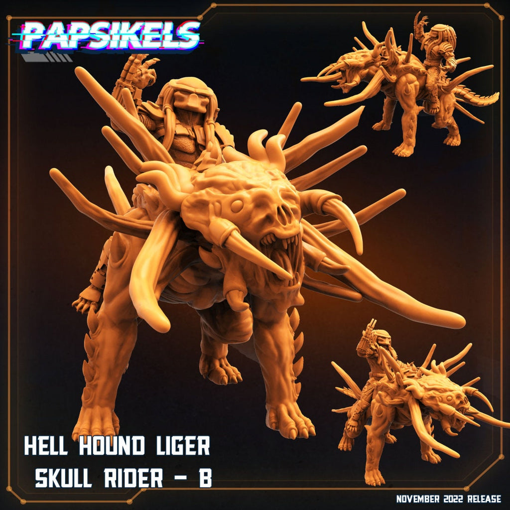 Skull Hunters - Hell Hound Liger Skull Riders, Papsikels, Resin - Tabletop miniature - 32mm