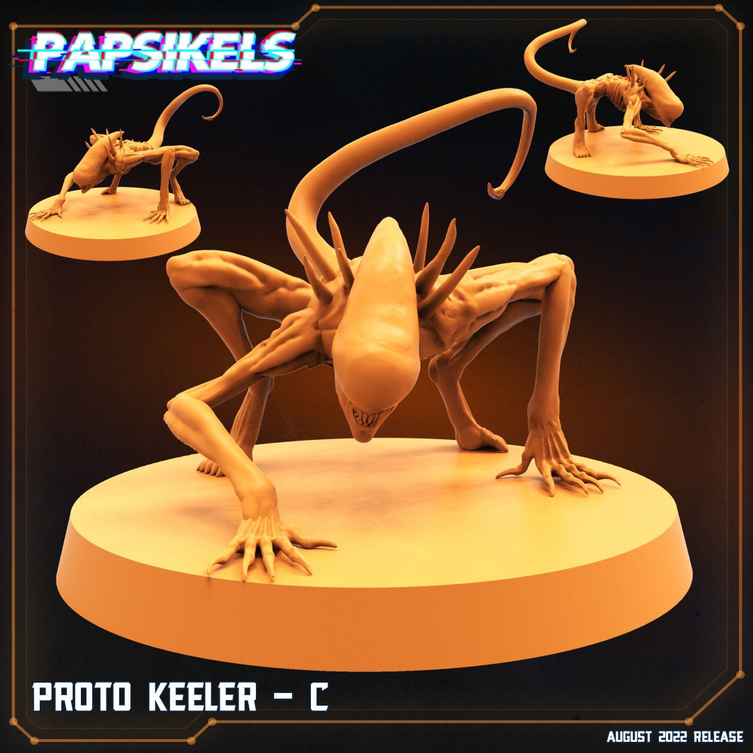 Xenomorph Proto Keelers: 32mm Miniatures for Alien-Themed RPG & Tabletop Gaming by Papsikels