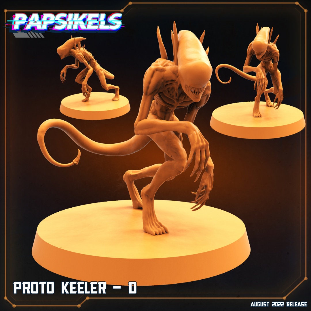 Xenomorph Proto Keelers: 32mm Miniatures for Alien-Themed RPG & Tabletop Gaming by Papsikels