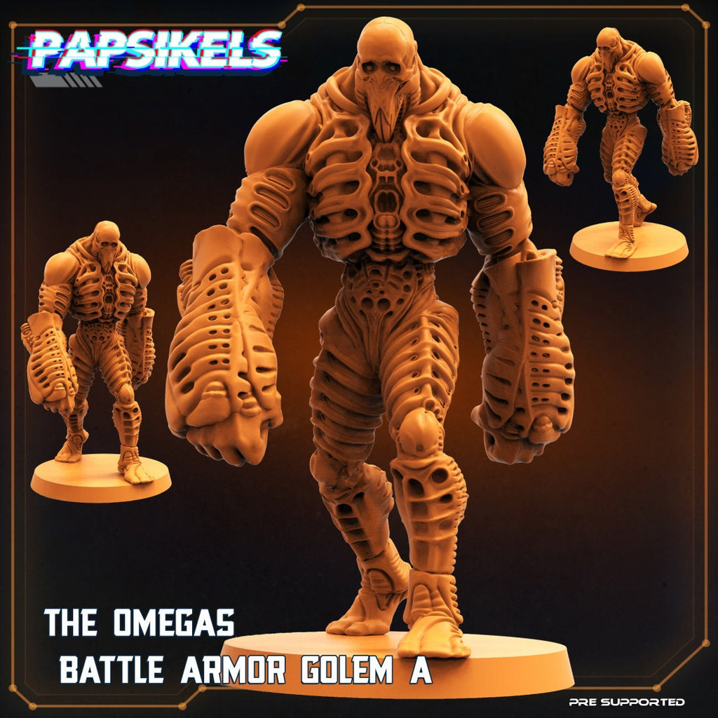 Aliens Vs Humans, The Omega Battle Armour Golems, Papsikels , Resin Miniature - Tabletop miniature - 32mm
