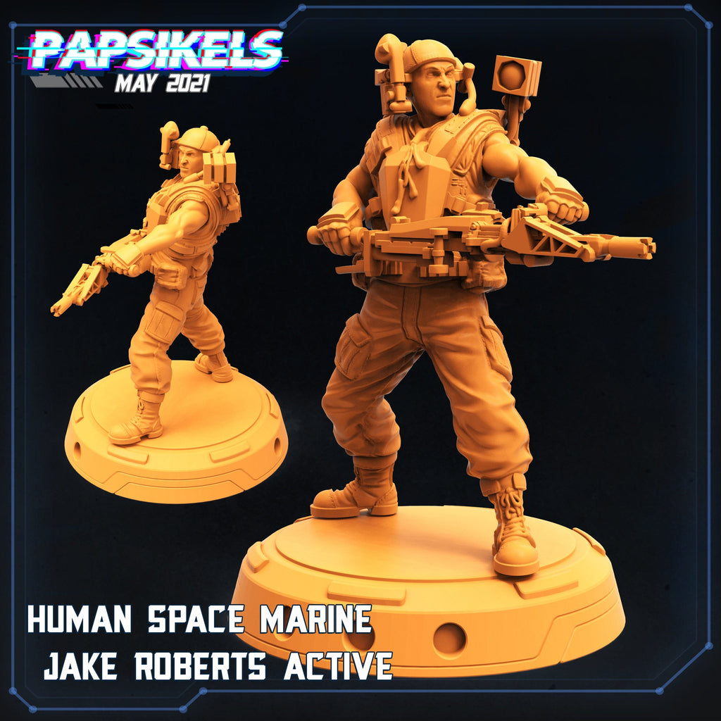 Aliens Vs Humans, Human Space Marine Jake Roberts, Papsikels, 32mm Mini