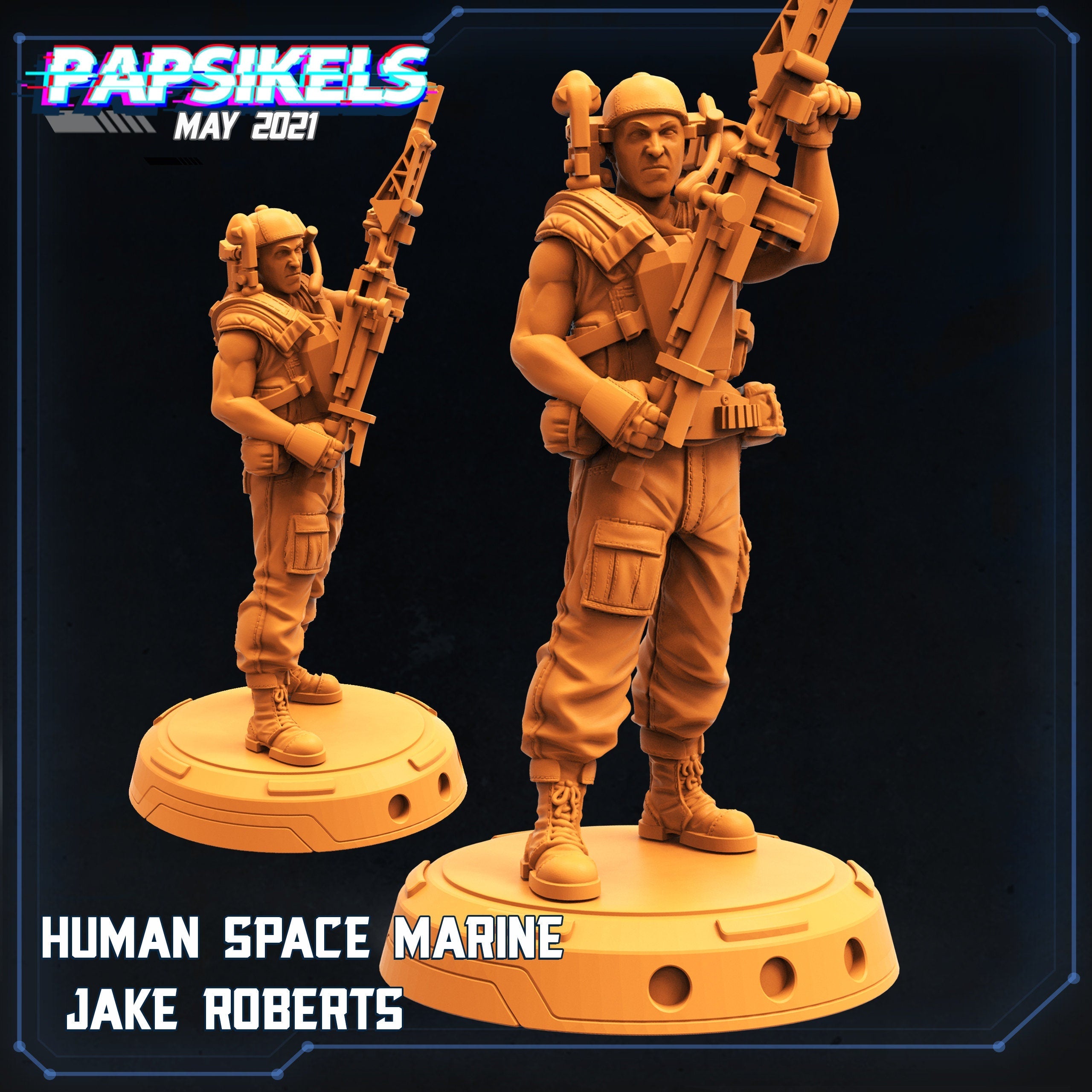 Aliens Vs Humans, Human Space Marine Jake Roberts, Papsikels, 32mm Mini