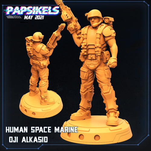 Aliens Vs Humans, Human Space Marine Oji Alkasid, Papsikels, 32mm Mini