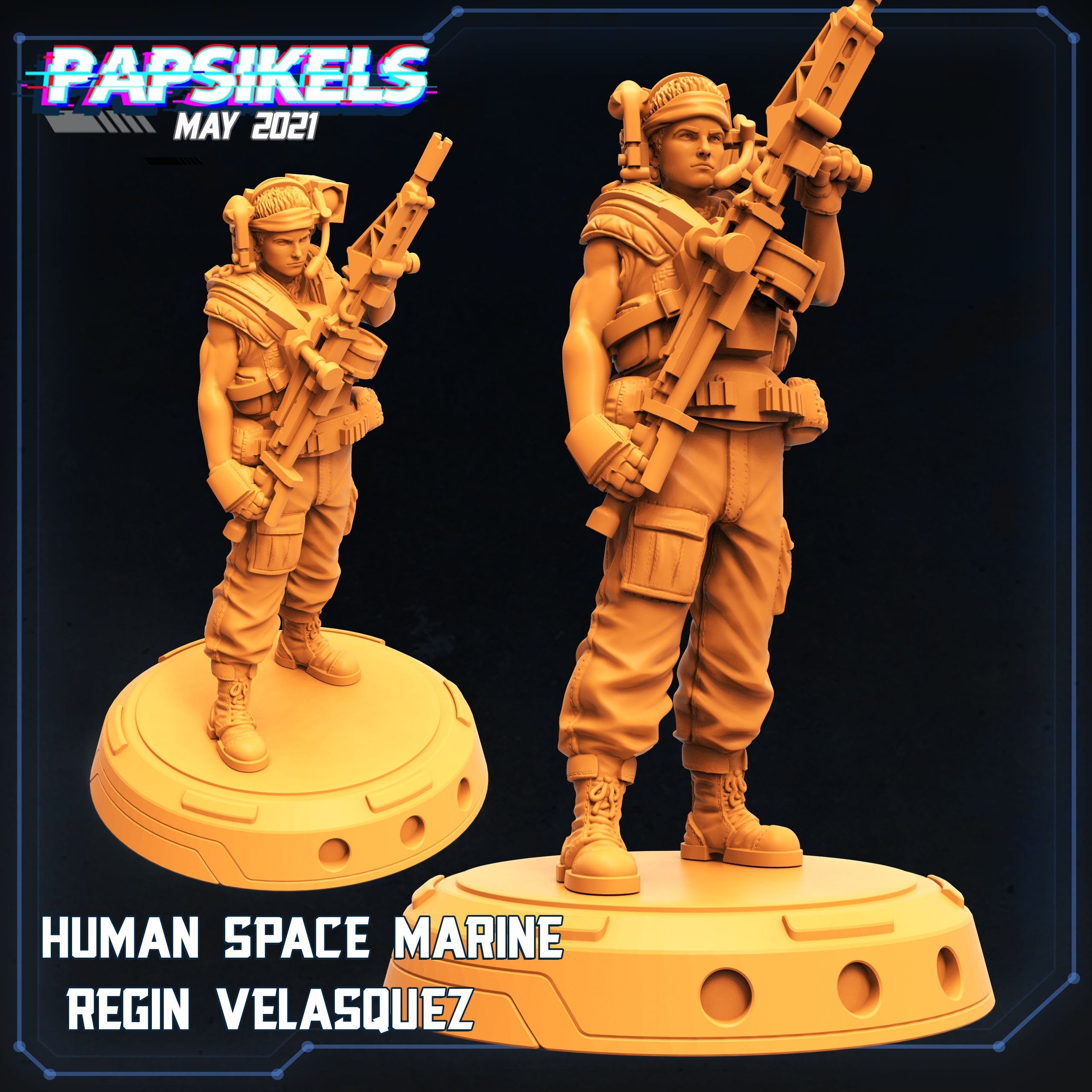 Aliens Vs Humans, Human Space Marine Regin Velasquez, Papsikels, 32mm Mini