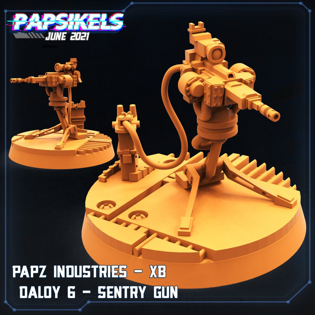Aliens Vs Humans, Papz Industries XB Daloy 6-7 Sentry Guns - Set of 2 models, Papsikels, 32mm Mini
