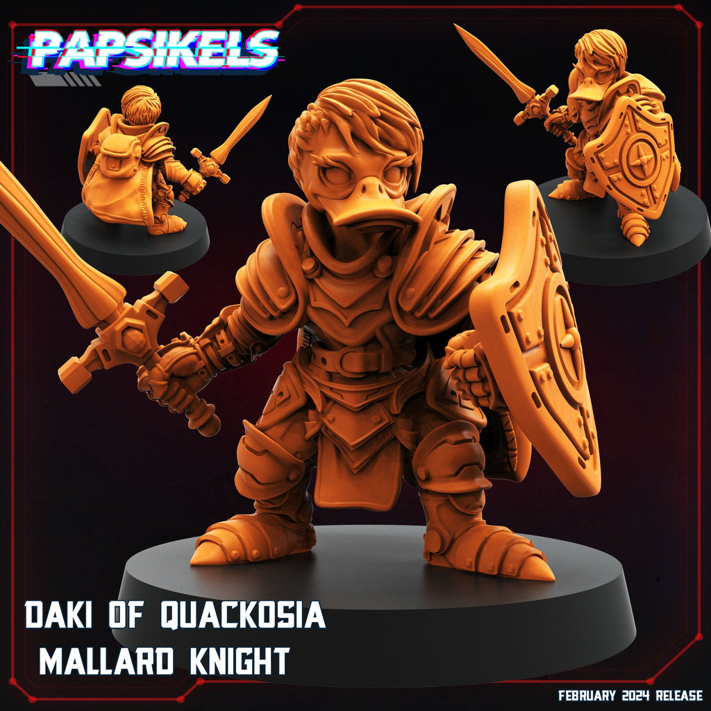 Daki of Quacksonia Mallard Knight | Papsikels, Resin Miniature - Tabletop miniature - Fantasy Miniature - 32mm or 75mm