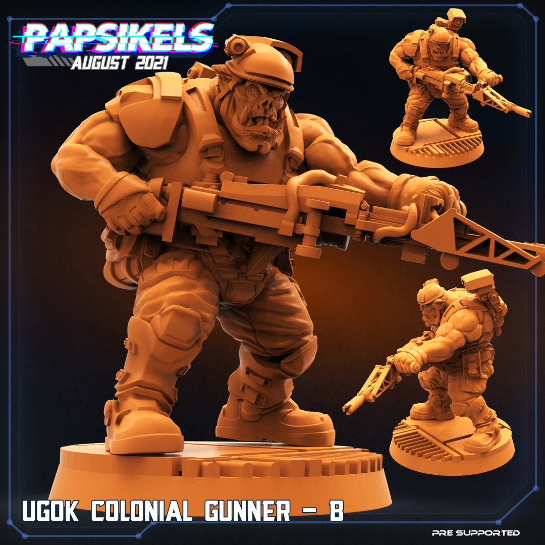 Ugok Colonial Gunner B, miniature sculpted by Papsikels. Mini wargaming/ Wargames/ TTRPG/ 32mm