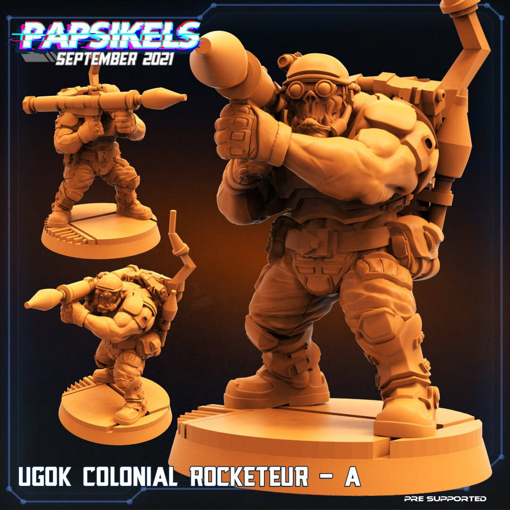 Ugok Colonial Rocketeurs, miniature sculpted by Papsikels. Mini wargaming/ Wargames/ TTRPG/ 32mm