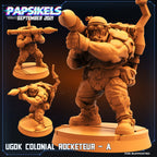 Ugok Colonial Rocketeurs, miniature sculpted by Papsikels. Mini wargaming/ Wargames/ TTRPG/ 32mm
