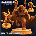 Ugok Colonial Rocketeurs, miniature sculpted by Papsikels. Mini wargaming/ Wargames/ TTRPG/ 32mm