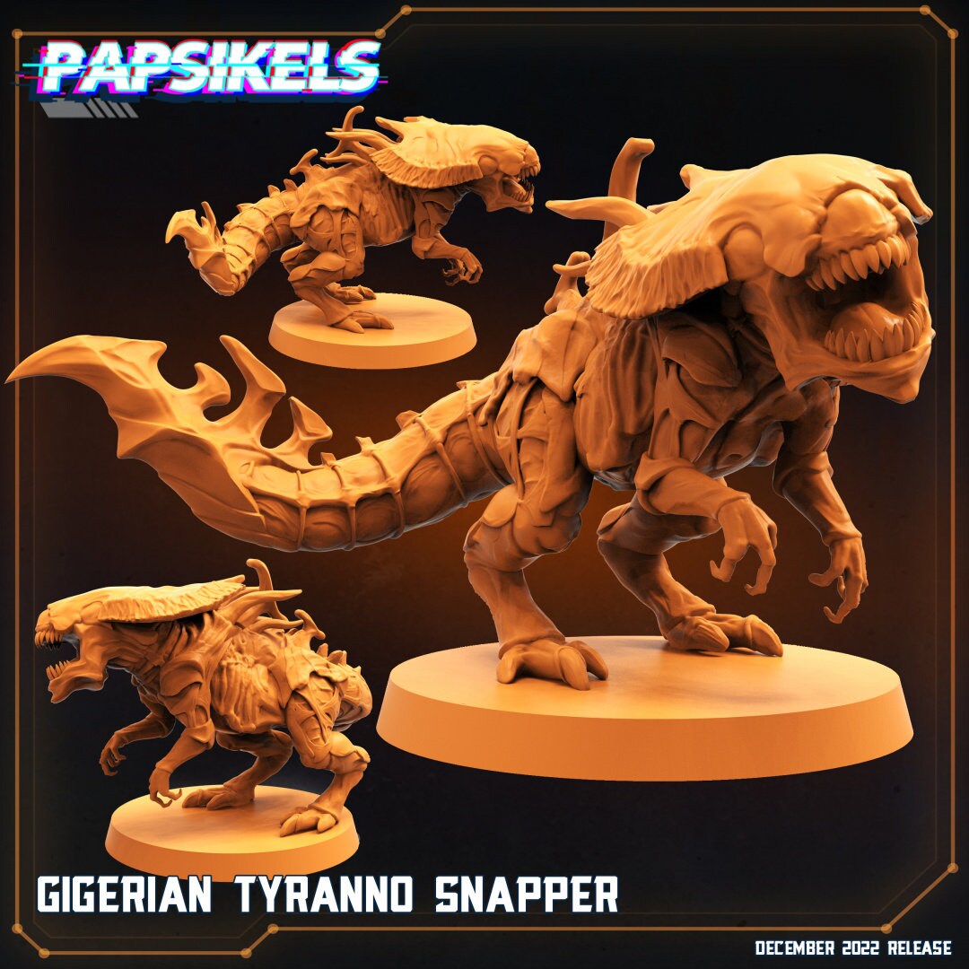 Xenosaur Tyranno Snapper, Papsikels, Resin - Tabletop miniature - 32mm