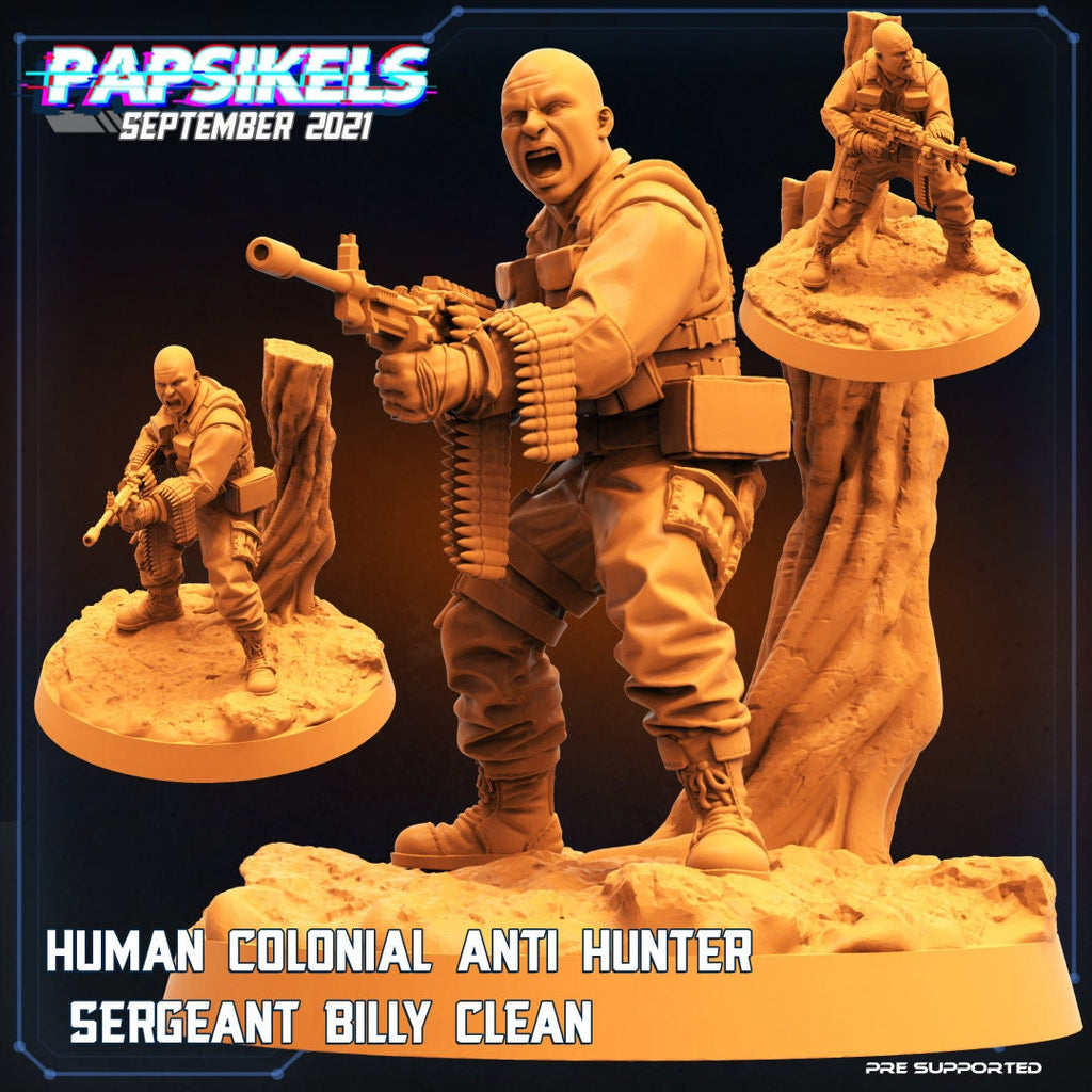 Human Colonial Anti Hunter Billy Clean | Skull Hunters | PAPSIKELS | 3D Printed Miniature |  32mm Miniatures