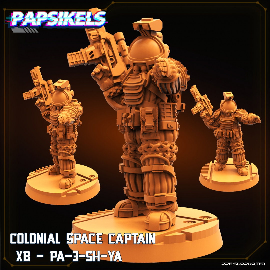 Colonial Space Captain XB-PA-3SH-YA | Papsikels | 3D Printed Miniature |  32mm Miniatures